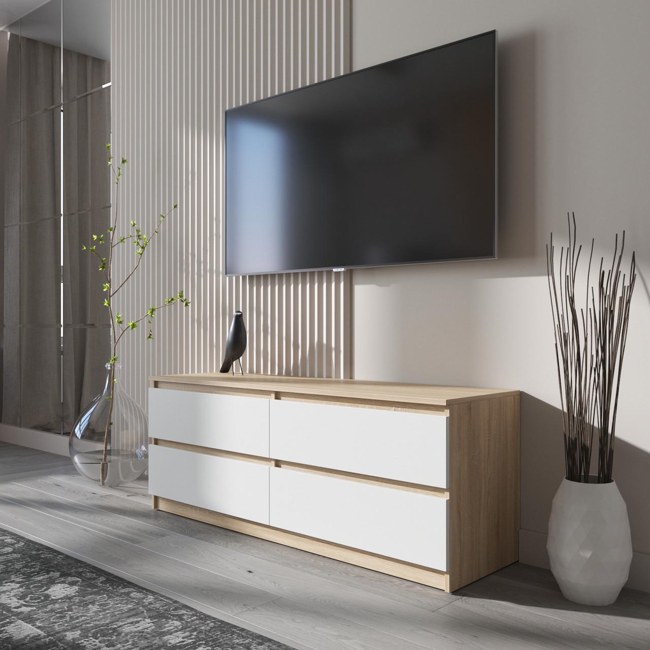 Тумба под телевизор Вайс R-6 1402х400х530 мм Дуб Сонома/Белый фасад (30681710) - фото 1 Тумба под телевизор Вайс R-6 1402х400х530 мм Дуб Сонома/Белый фасад (30681710) - фото 1