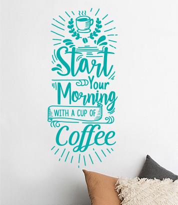 Наклейка интерьерная FroDecal "Start your morning coffee" 876х2000 мм Бирюзовый (U10496_4_054) - фото 2