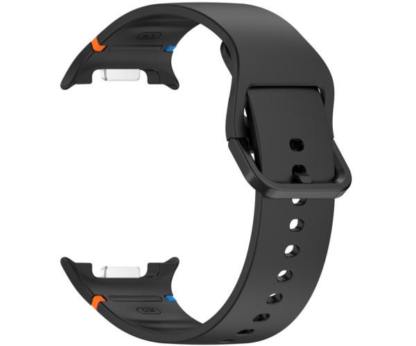 Ремешок Silicone с яркими акцентами для смарт-часов Samsung Galaxy Watch8/Watch8 Classic Черный