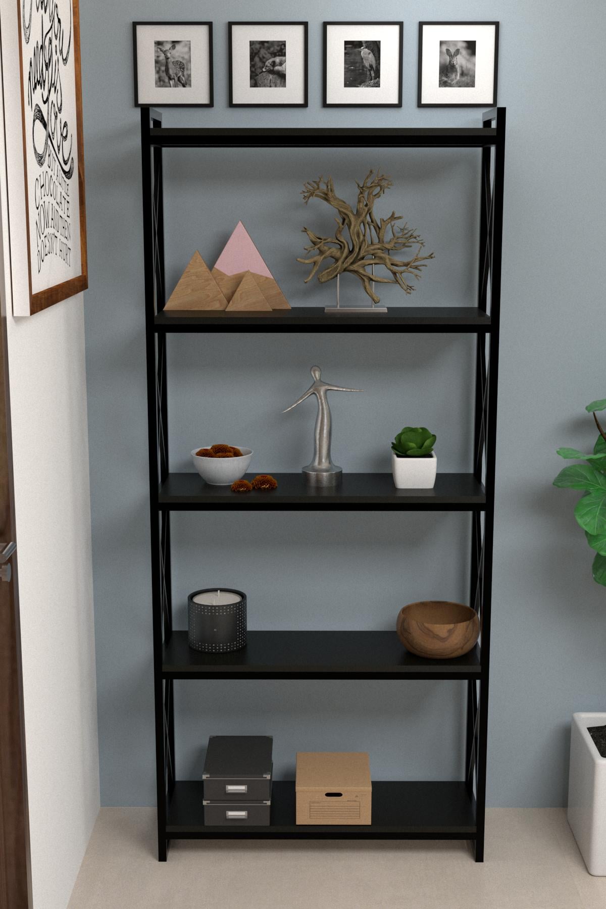 Стеллаж EcoLoft Скай DSP-1225-5 в стиле лофт Черный (29196727)