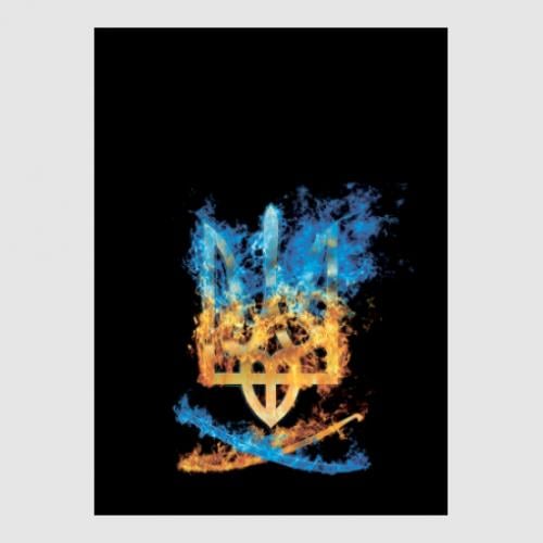 Стикер Герб Украины в патриотическом огне 21,8x30 см Черный/Желто-голубой (21560187)