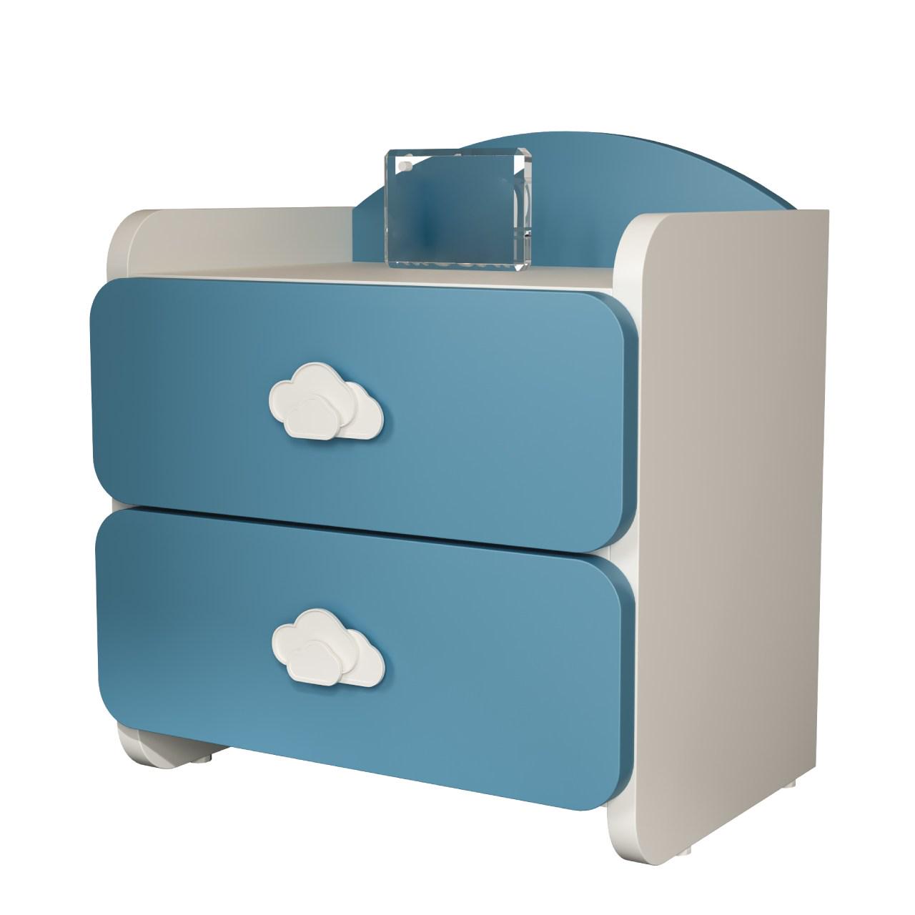 Тумба прикроватная детская Win Мебель Sunshine МДФ RAL 9003 матовый белый/RAL 5024 голубой (27775481) - фото 4