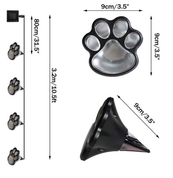 Уличный светильник Solar Paw Print Lights IP65 на солнечной батарее 8 шт. - фото 12