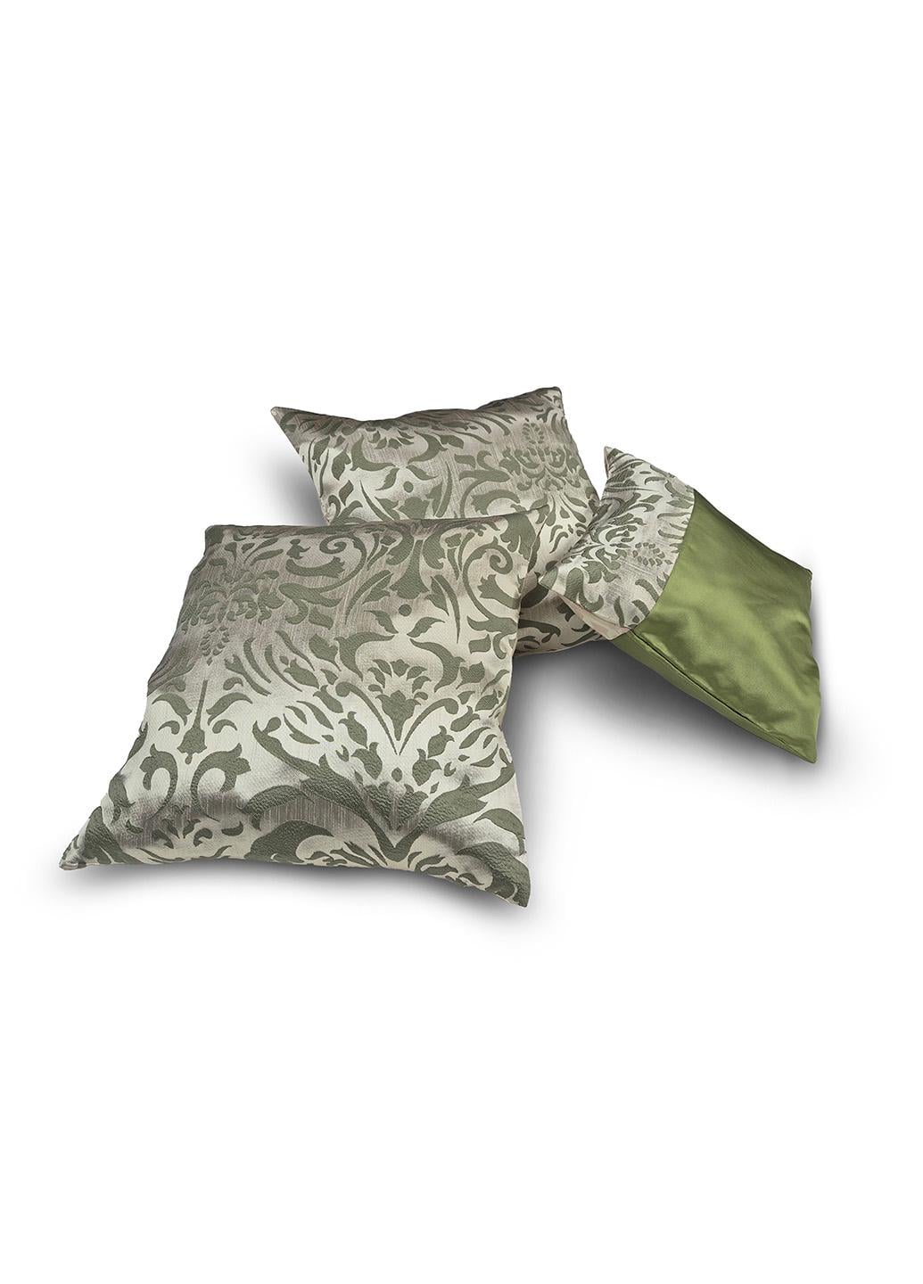 Комплект декоративных подушек Firanka Damask 2 шт. 45х45 см 1 шт. 43х38 см Бежевый с зеленым (п_0788)