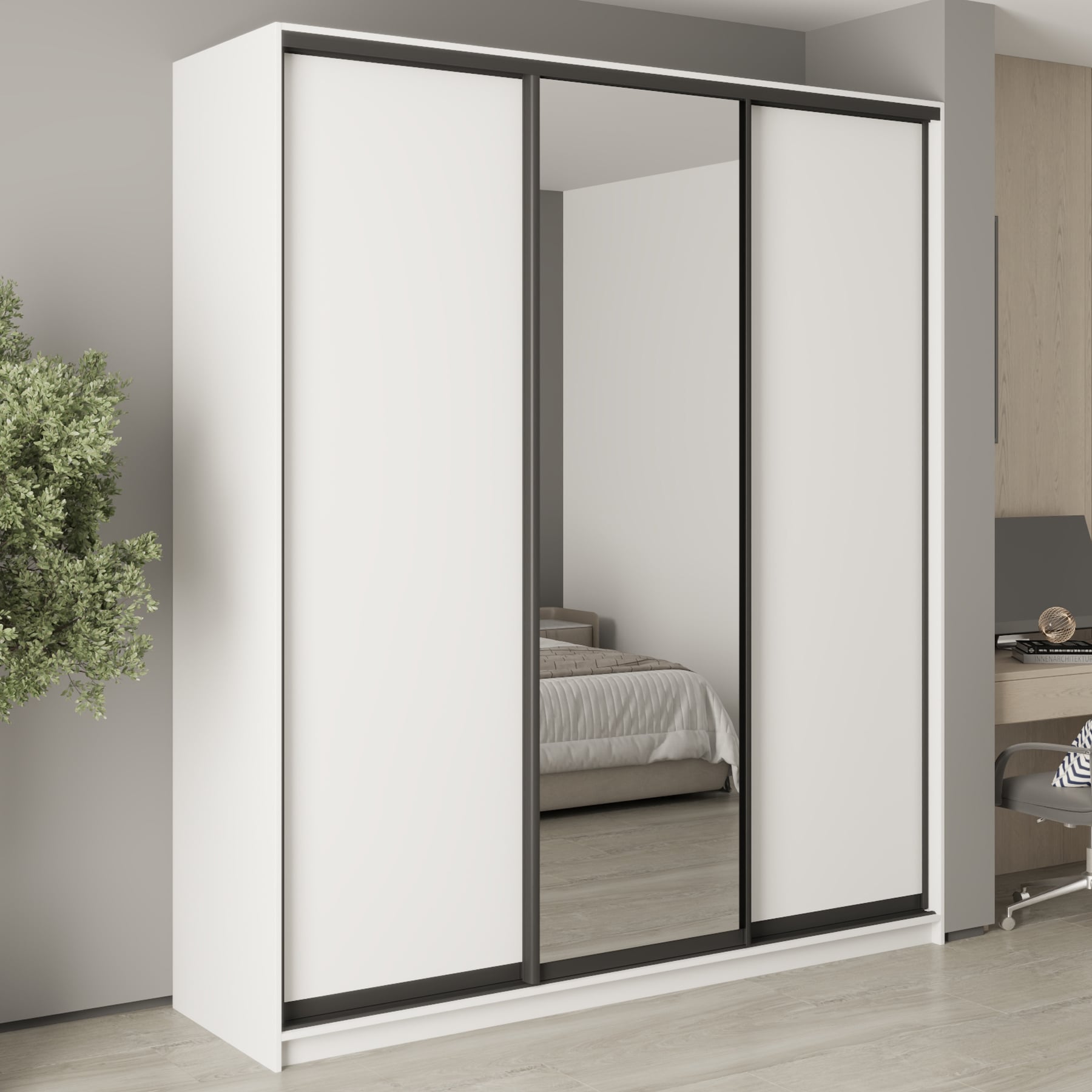 Шкаф-купе трехдверный Mebel Star Стандарт BG MBS-8655 210х45х240 см Аляска белый (1008066)