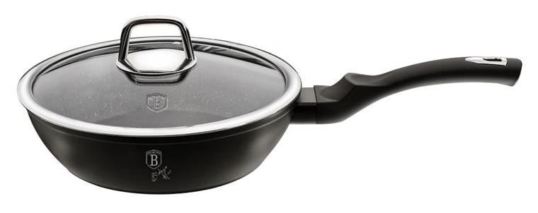 Сковорода-сотейник Berlinger Haus Black Silver Ø 24 см с крышкой мраморное покрытие (BH-1853)