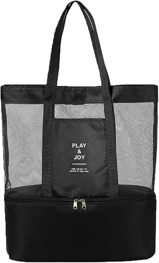 Сумка-сетка Joy для пляжа/покупок с термоотделением 2в1 Черный