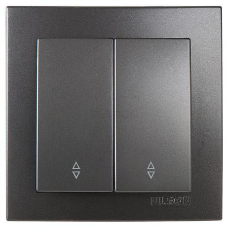 Вимикач двоклавішний прохідний Nilson Touran Антрацит (27550114)