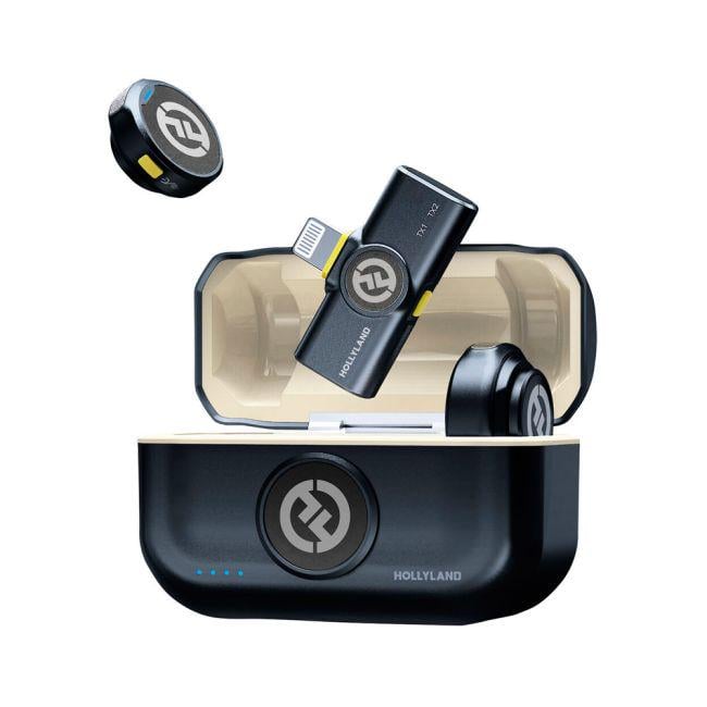 Мікрофон петличний Hollyland Lark M2 Duo with Lightning Plug black для iPhone із зарядним кейсом професійний 2 шт. (52005)