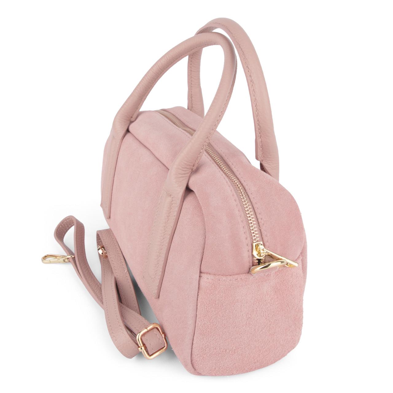 Сумка женская замшевая Virginia Conti 03972 с кожаными ручками Пудровый (2661212885) - фото 3