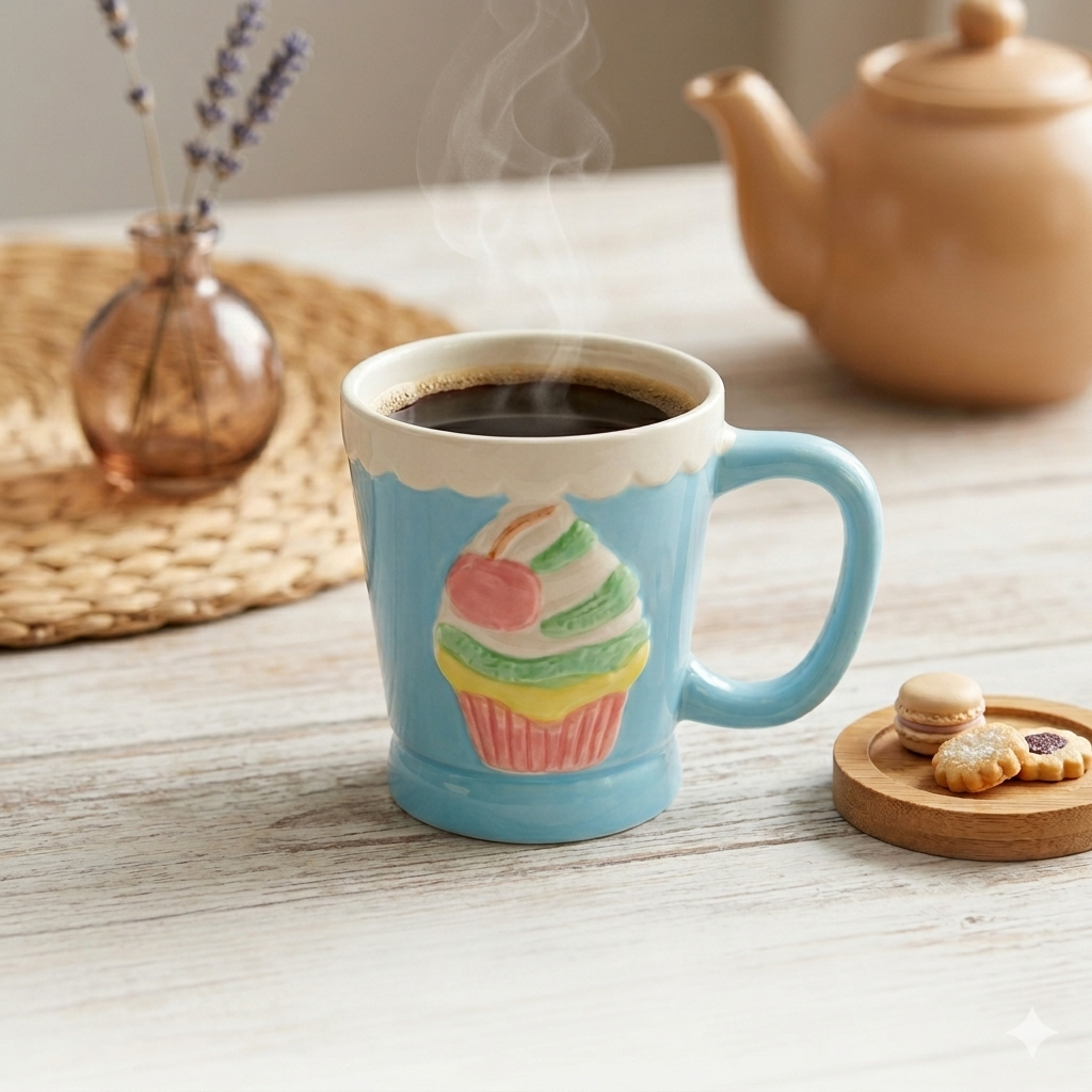 Чашка керамическая с принтом Cupcake капкейк 340 мл
