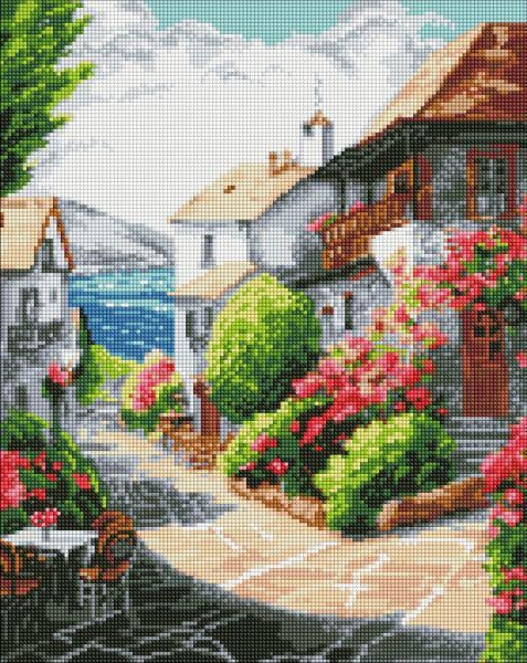 Алмазная мозаика на подрамнике Идейка Город у моря 40x50 см (Id-AMO7717)
