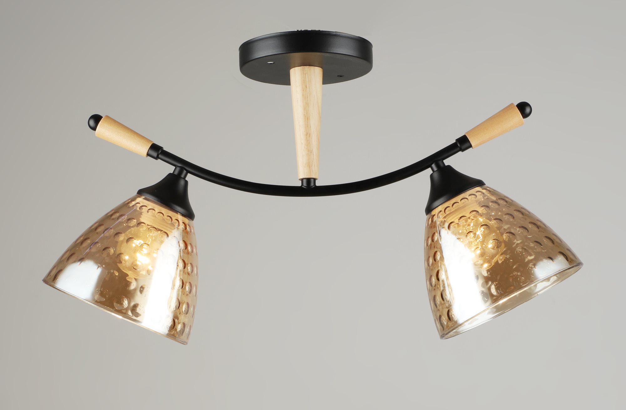 Люстра потолочная Sirius B N5726/2 BK+WOOD на 2 плафона