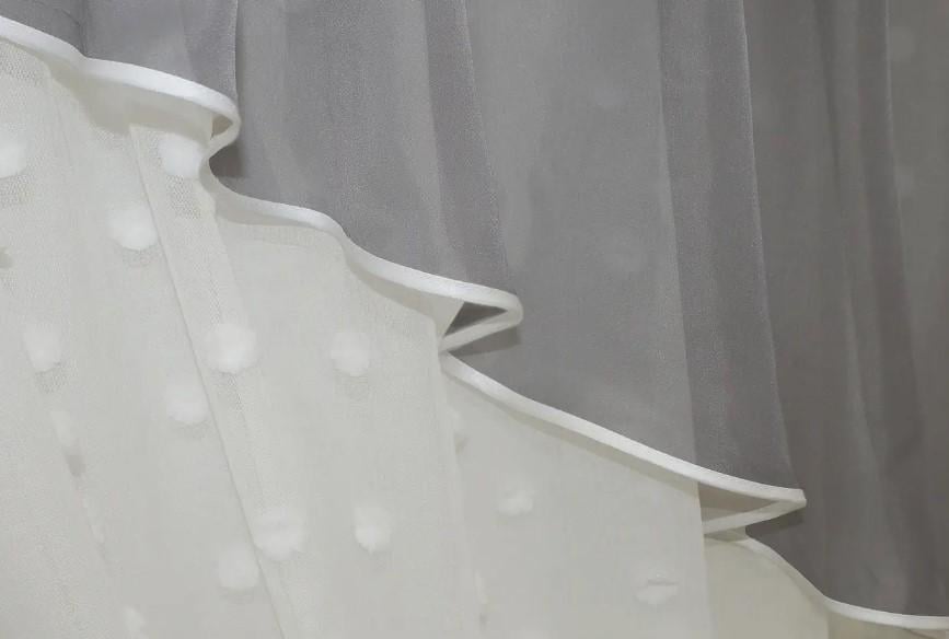 Шторки на кухню шифон/льон 280х170 см Сірий/Молочний (00к 59-368) - фото 3 Шторки на кухню шифон/льон 280х170 см Сірий/Молочний (00к 59-368) - фото 3