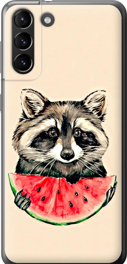 Чехол на Samsung Galaxy S21 Plus Енотик с арбузом (4605t-2115-42517)
