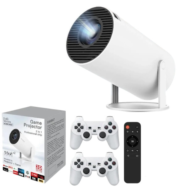 Проектор мультимедийный M300 MAX с играми андроид карта памяти micro sd 64GB и джойстики (27432496)