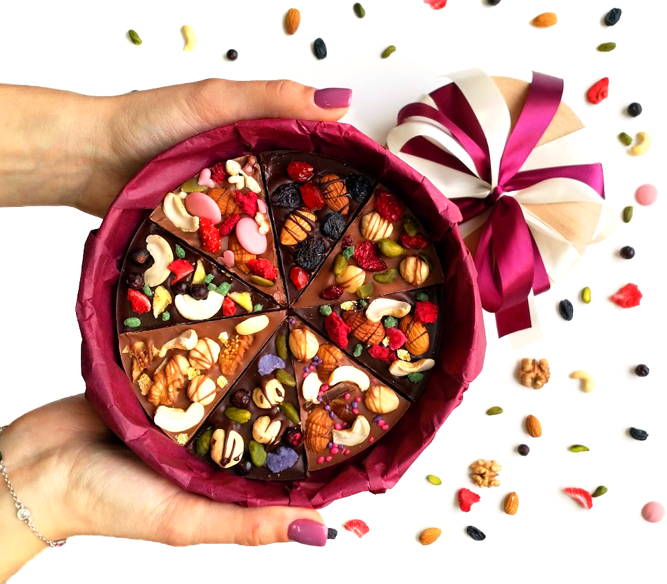 Подарочный набор сладостей Шоколадная пицца в круглой коробке (526) - фото 2