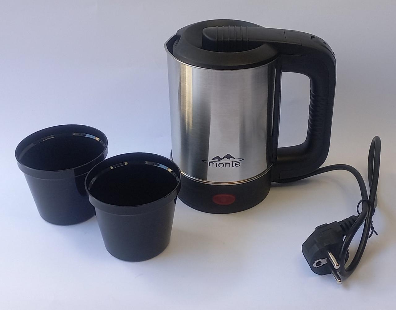 Чайник электрический дорожный Monte стальной 0,65 мл (MT-1819) Чайник электрический дорожный Monte стальной 0,65 мл (MT-1819)