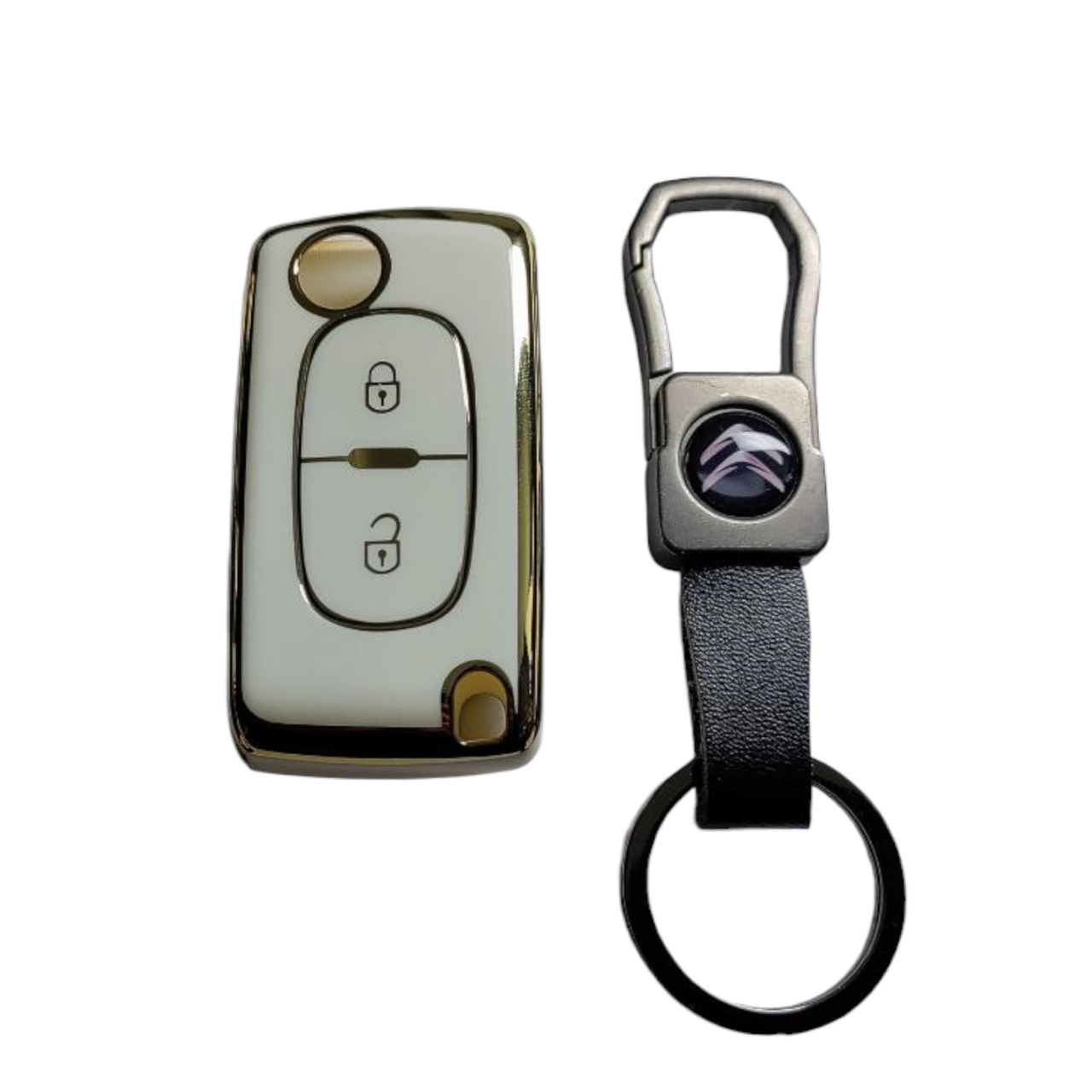 Чехол для ключа Citroen с брелоком с золотым ободком (2365282522)