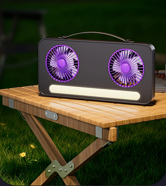 Вентилятор Fan настольный аккумуляторный 3 Вт подсветка Черный (S32)