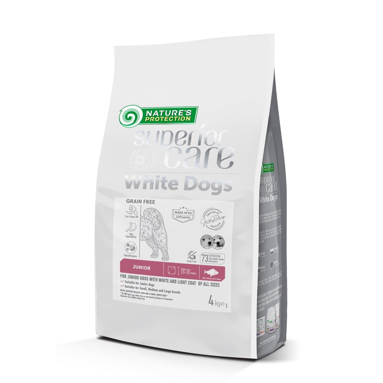 Корм сухой для щенков Nature's Protection Superior Care White Dogs Grain Free White Fish Junior All Sizes 4 кг (24149149)