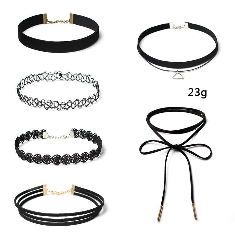 Подарунковий набір чокерів на шию 6 шт. Чорний (R9390) - фото 2 Подарунковий набір чокерів на шию 6 шт. Чорний (R9390) - фото 2