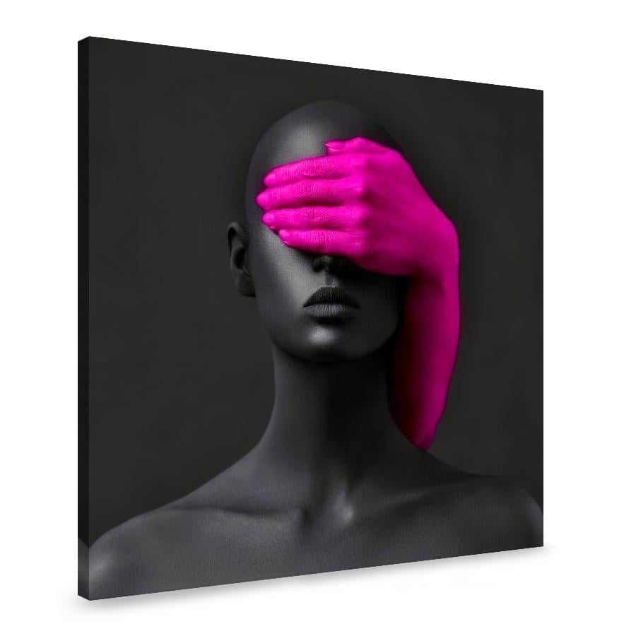 Картина на холсте Женщина с закрытыми рукой глазами на тёмном фоне 80x80 см (1VP_L)
