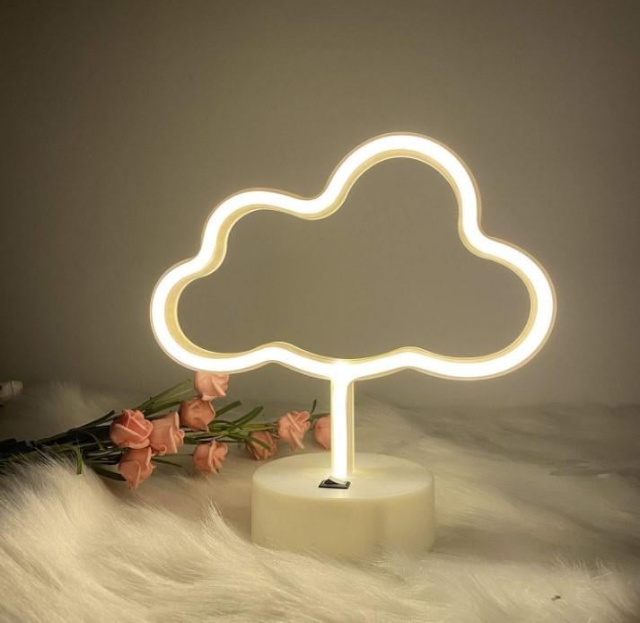 Ночник неоновый Decoration Lamp Облако USB 3хАА 5 В 23x22x10 см Белый (13550685) - фото 2