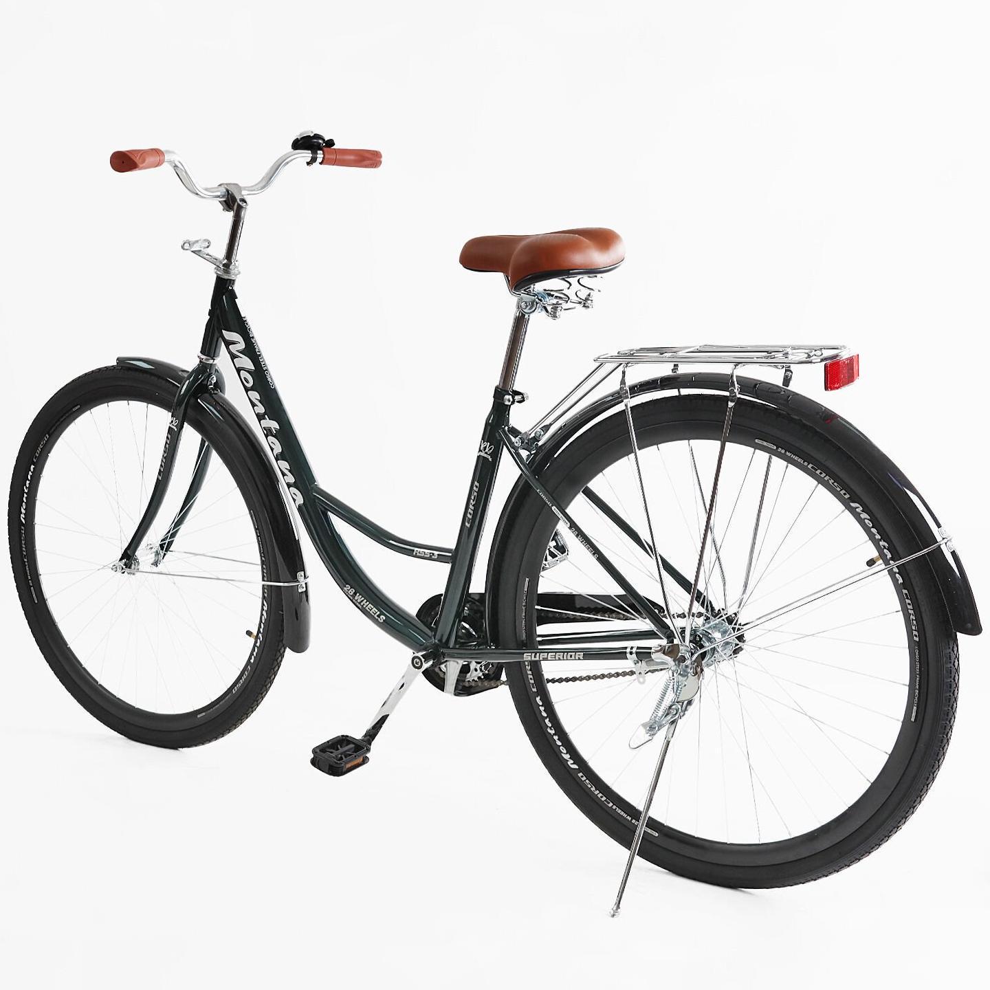 Велосипед міський Corso Montana з багажником рама 20"/28" Зелений - фото 3