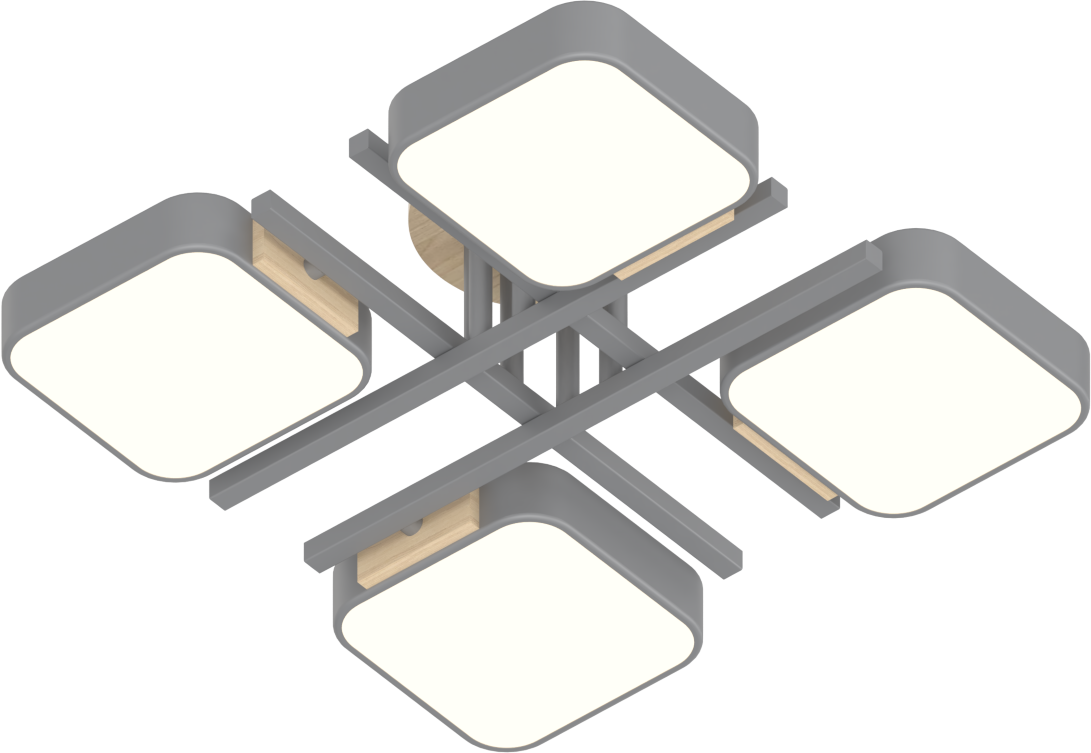 Люстра INTEREES IS XI3358-4 GREY+Wood