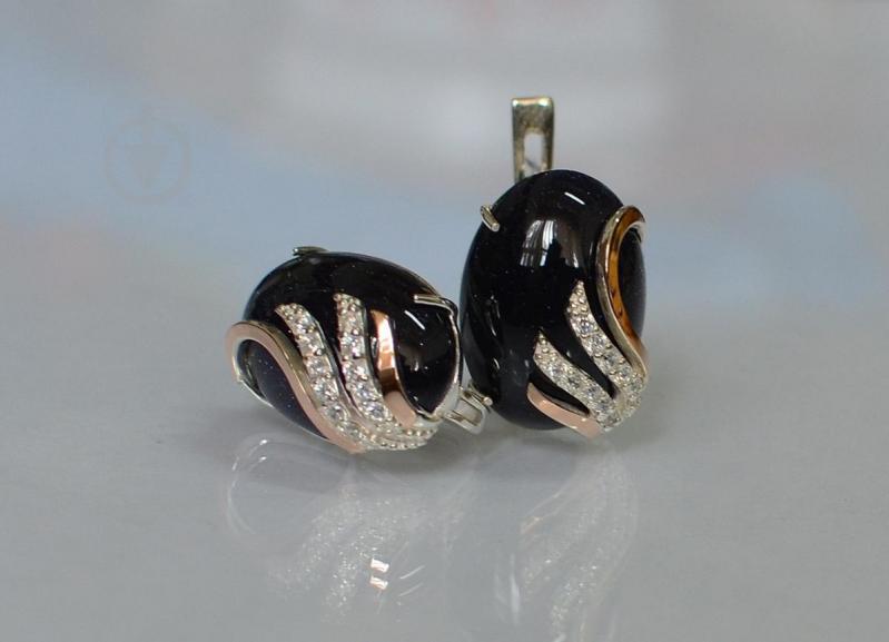 Серьги из серебра с золотом 149s-9 Прозрачный (Sil-1108)