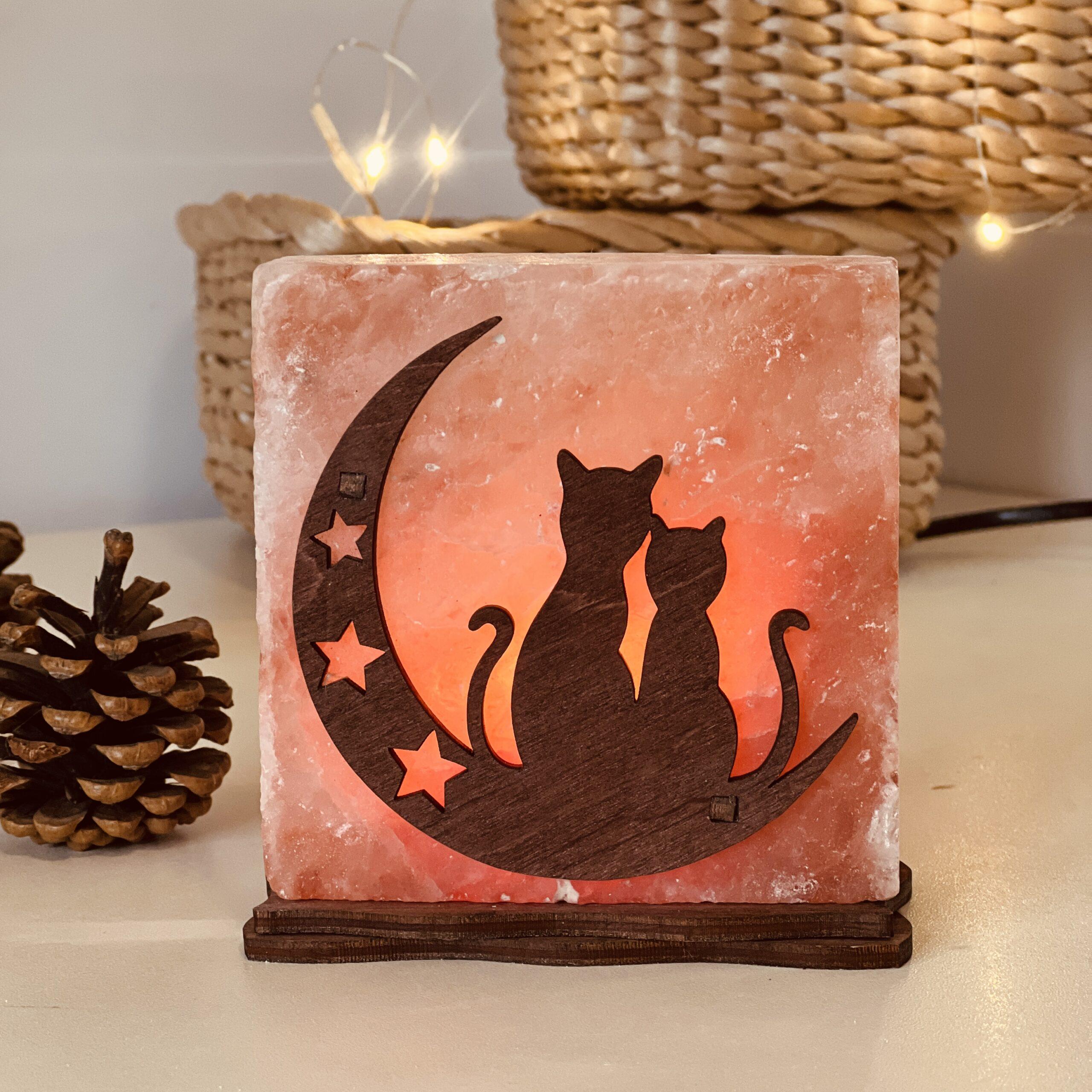 Соляная лампа декоративная Himalayan Кошки на Луне 1 кг (29903019)