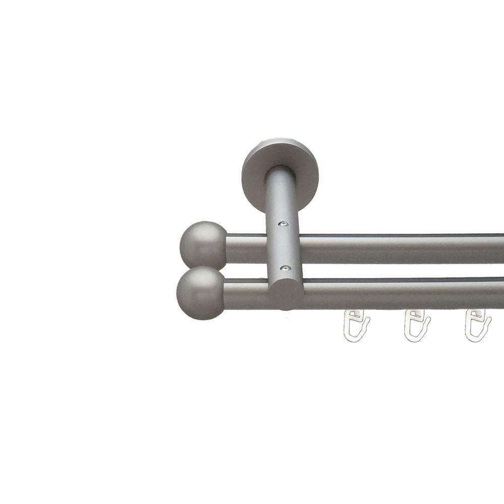 Карниз для штор Orvit Шар двухрядный профильный 19\19 мм 200 см Сатин (6300828)