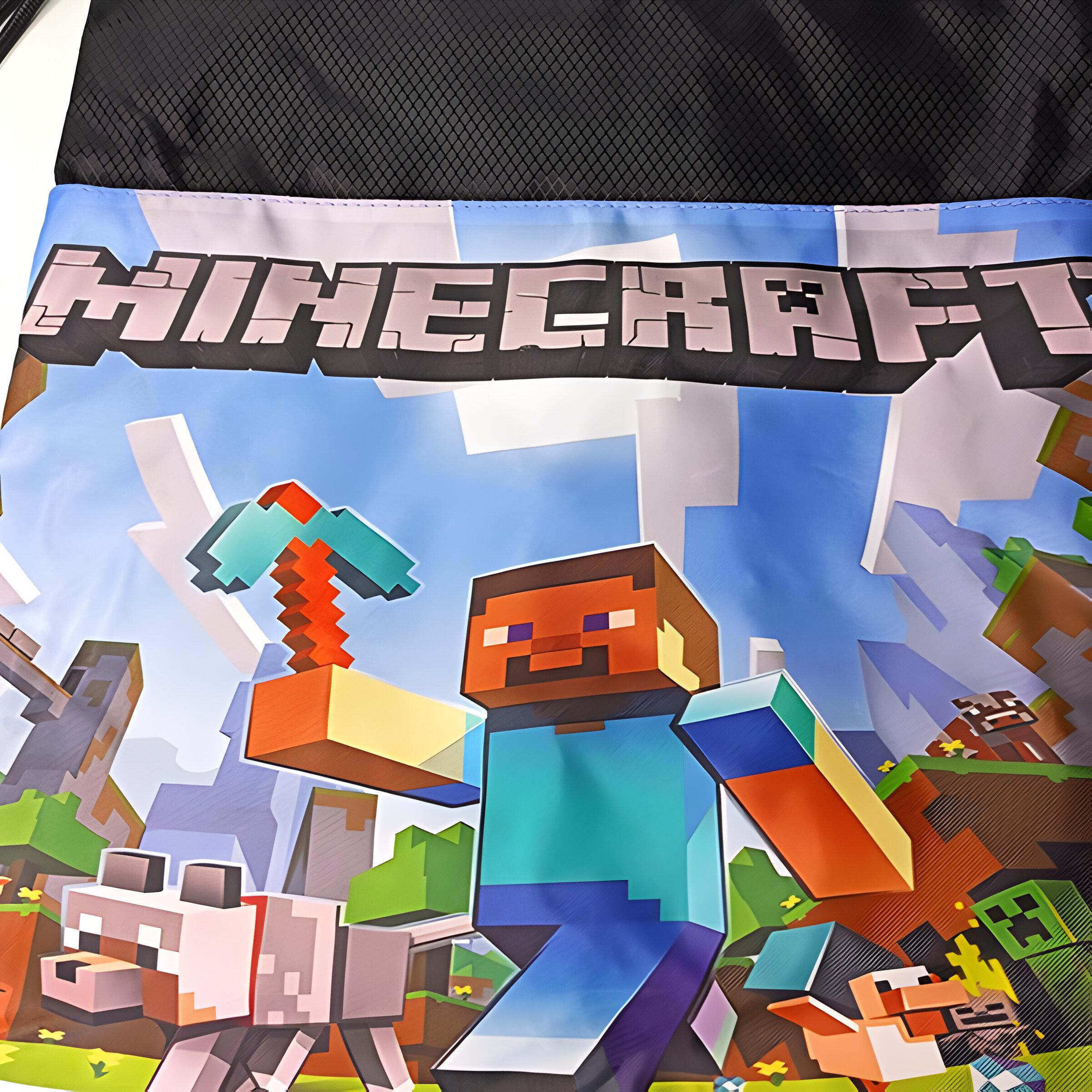 Сумка дитяча Minecraft для спортивного одягу та взуття 35х40 см Чорний (25-33) - фото 2