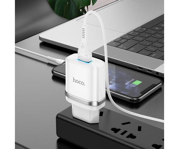 Устройство сетевое зарядное Hoco N1 USB 2,4 A Lightning 1 м Белый - фото 4 Устройство сетевое зарядное Hoco N1 USB 2,4 A Lightning 1 м Белый - фото 4