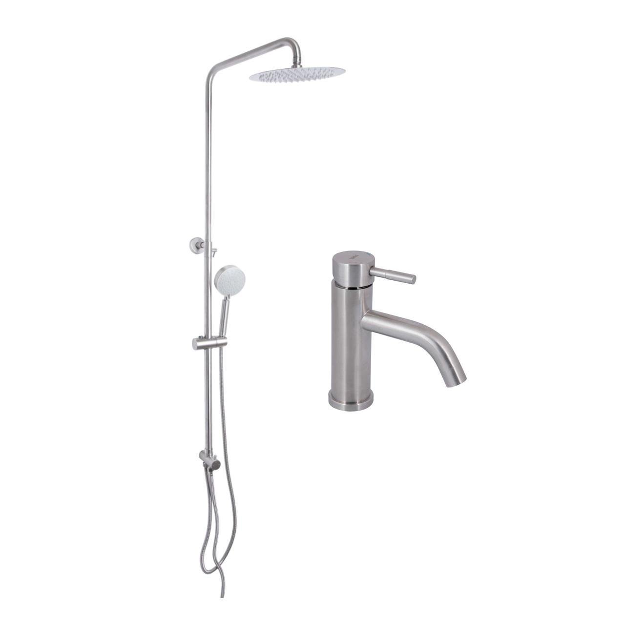 Набор Lidz Aria 0011F смеситель для раковины k35 Nickel/душевая стойка Lidz Aria 1120 универсальная (2830792678)
