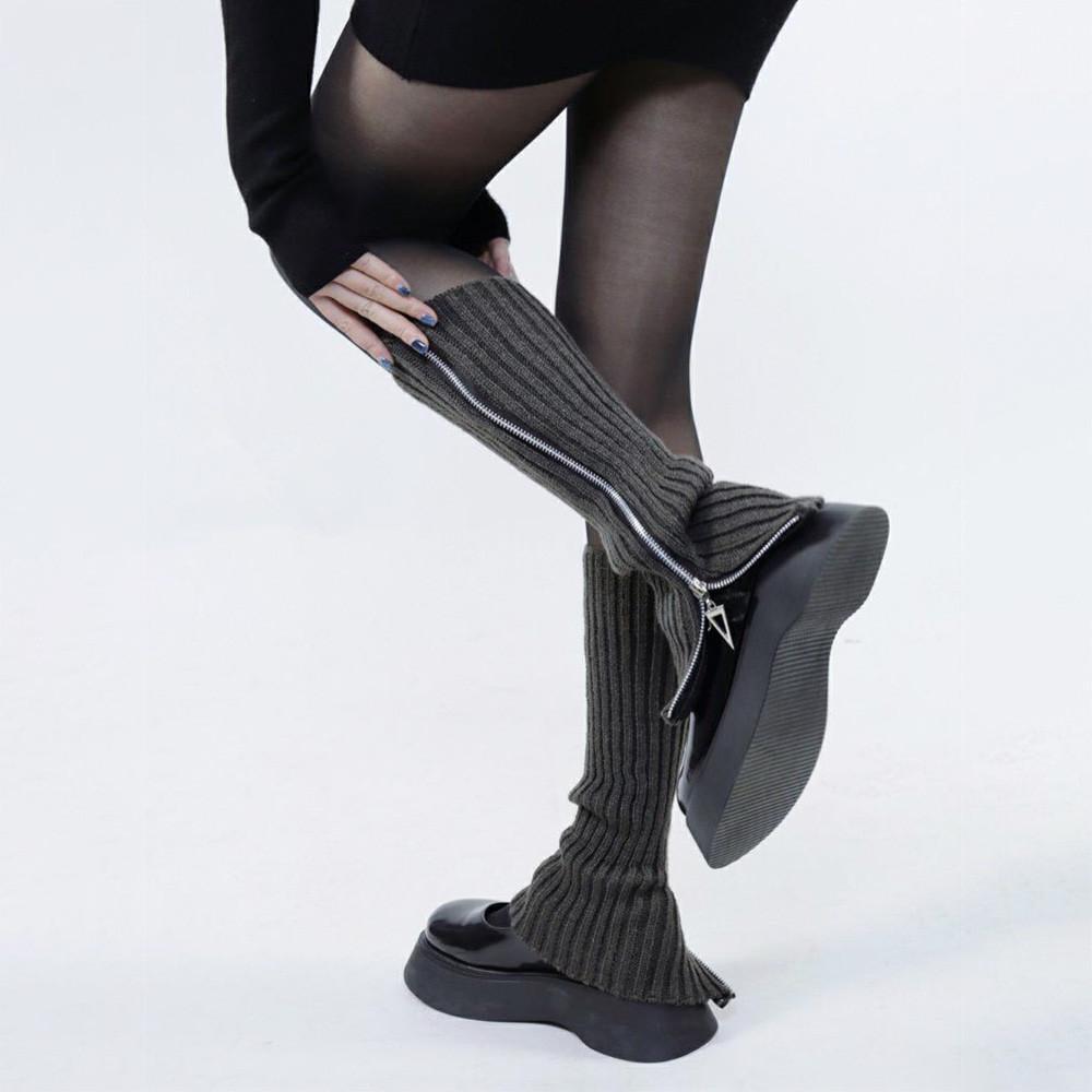 Гетри на блискавці в рубчик One size Темно-сірий (2333) - фото 2 Гетри на блискавці в рубчик One size Темно-сірий (2333) - фото 2