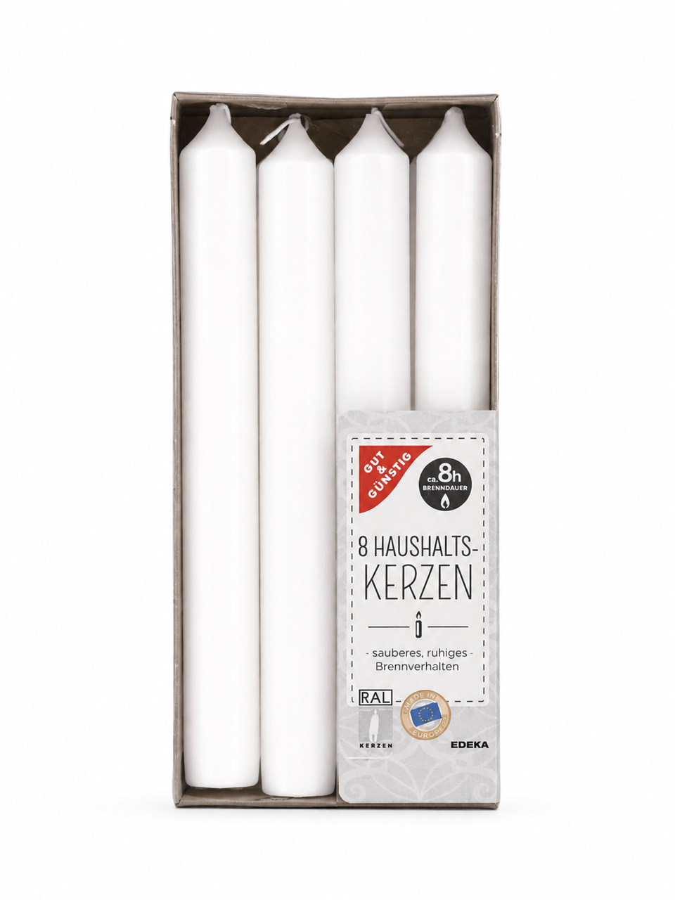Свеча столовая Edeka 210/19 мм 8 шт. White (3159327268)