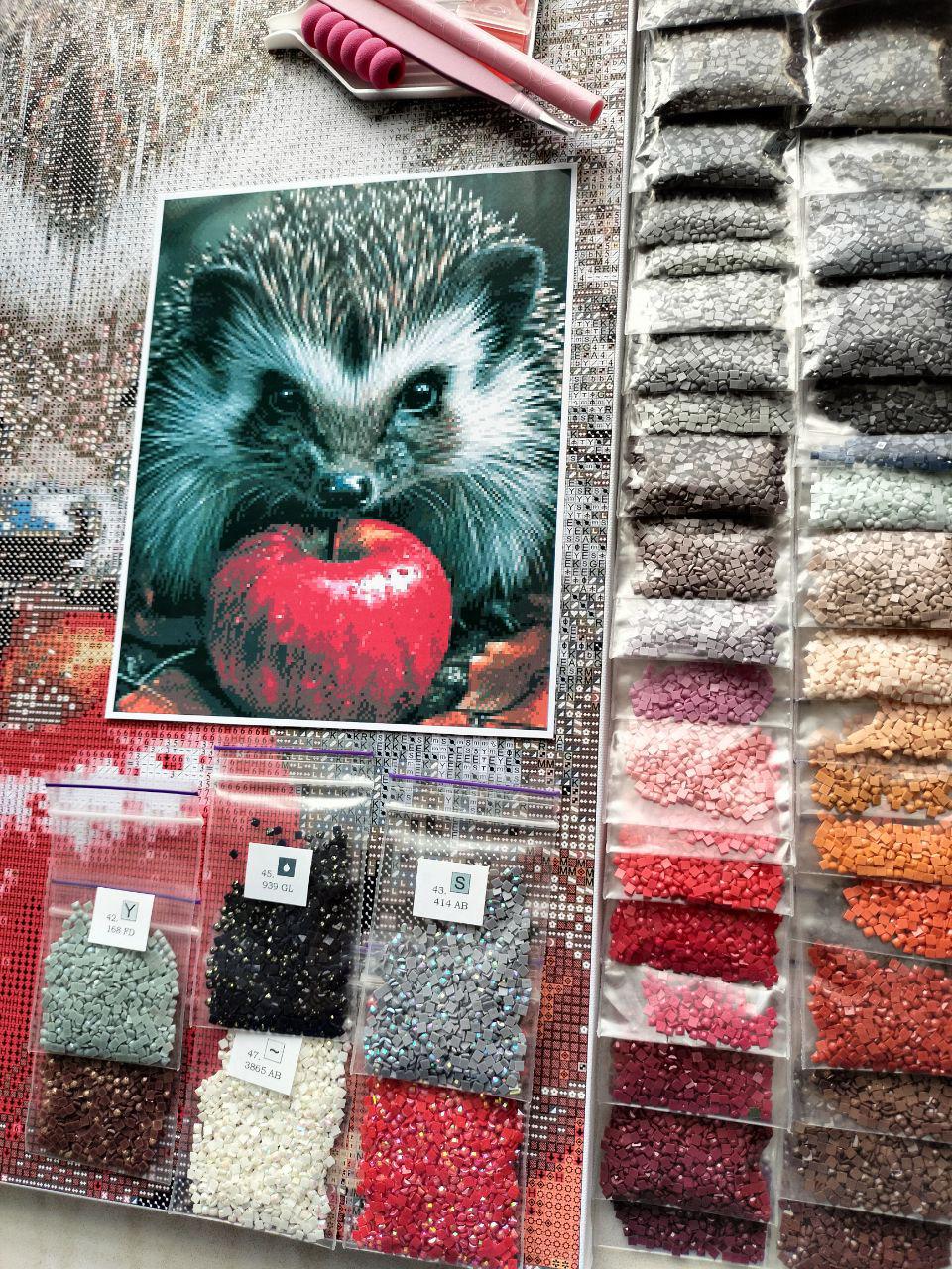 Алмазная мозаика АлМазка Еж квадратные алмазы без подрамника 40x50 см (АлМ-290) - фото 5