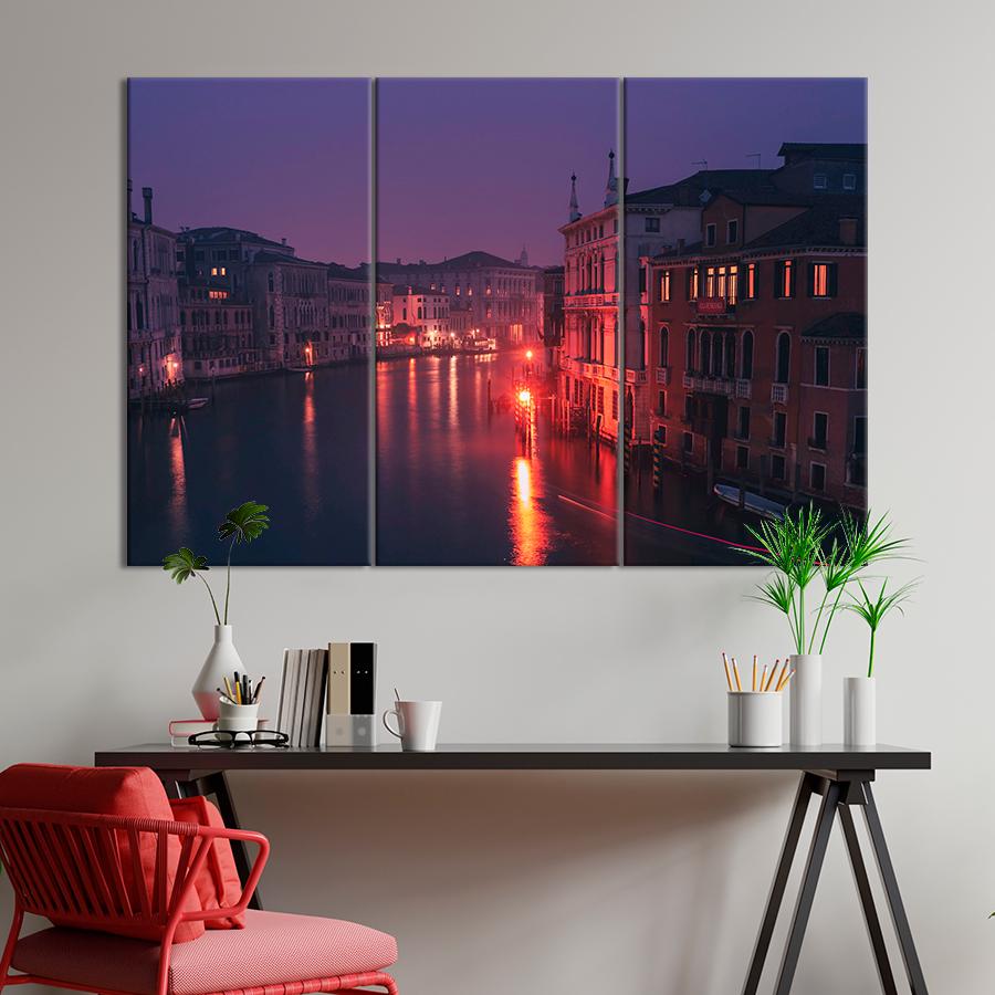 Картина город Романтическая вечерняя Венеция 78x48 см (A585-3)
