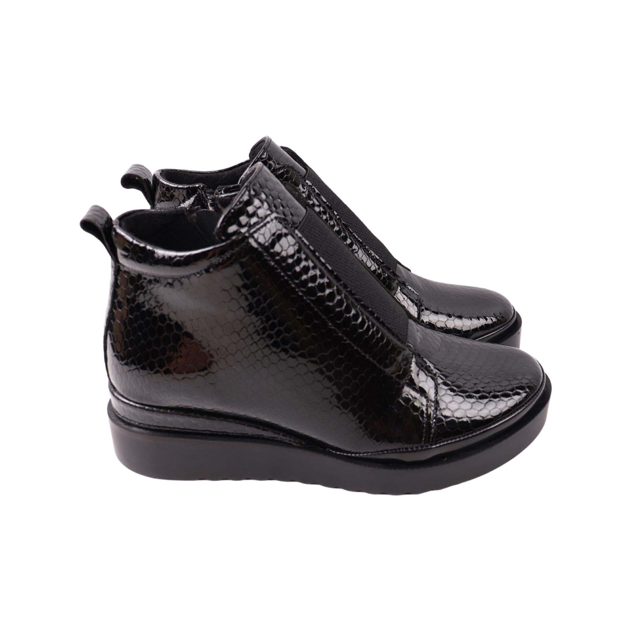 Ботинки женские Kesim натуральная лакированная кожа р. 36 Черный (200-23DHC)