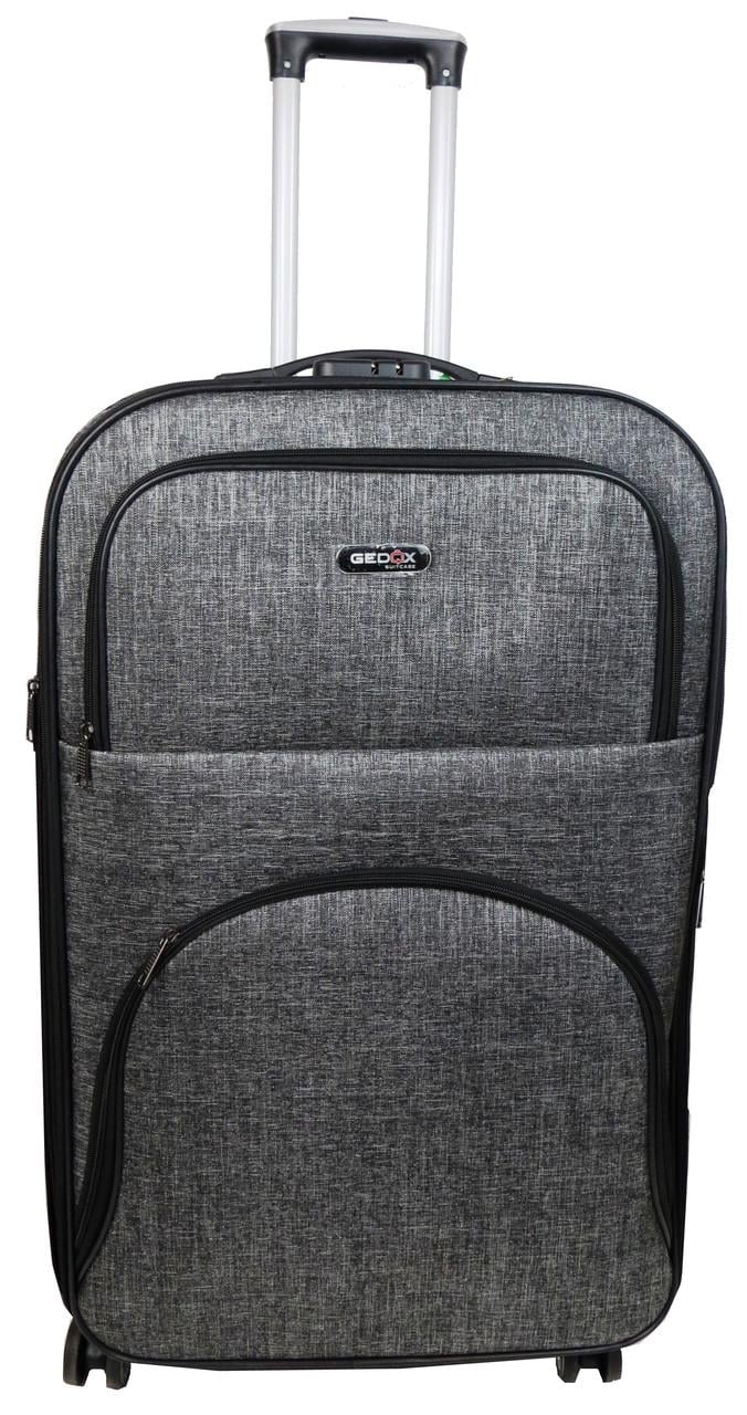 Валіза тканинна велика Gedoх на колесах L 100 л Сірий