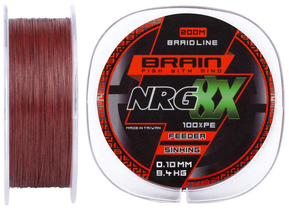 Шнур Brain NRG 8X sinking 200 м 0,14 мм 11,2 кг 25lb