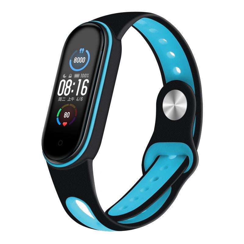 Ремінець Sport Style BeCover для Xiaomi Mi Smart Band 5/Mi Smart Band 6 Black/Blue (705165)