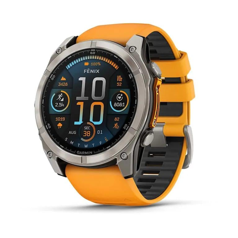 Смарт-годинник Garmin Fenix 8 51 мм Amoled Sapphire Titanium with Spark Orange/Graphite Silicone Band (010-02905-10/11/53)