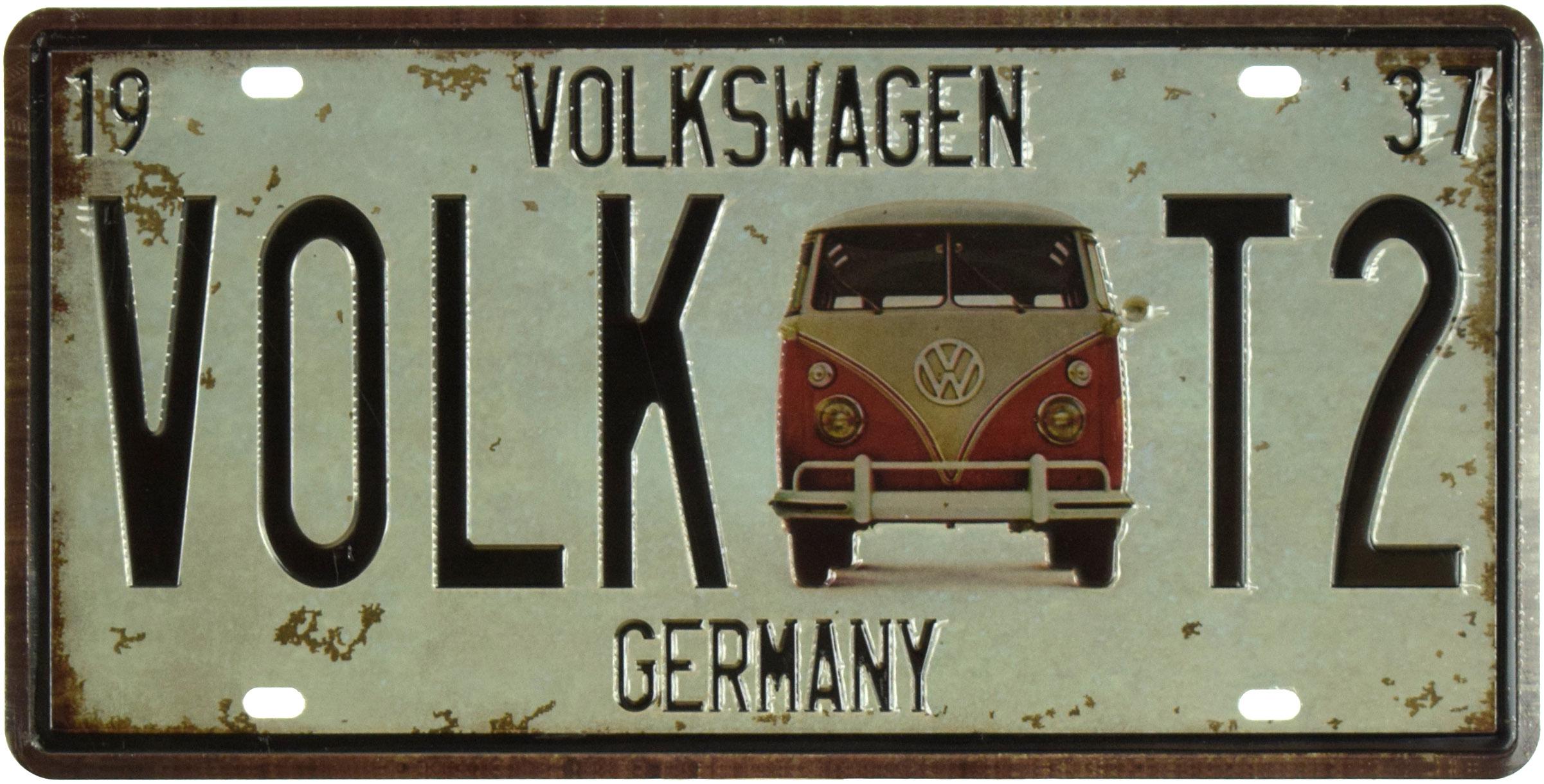 Табличка металлическая Фольксваген Германия/Volkswagen Germany VOLK T2 15x30 см