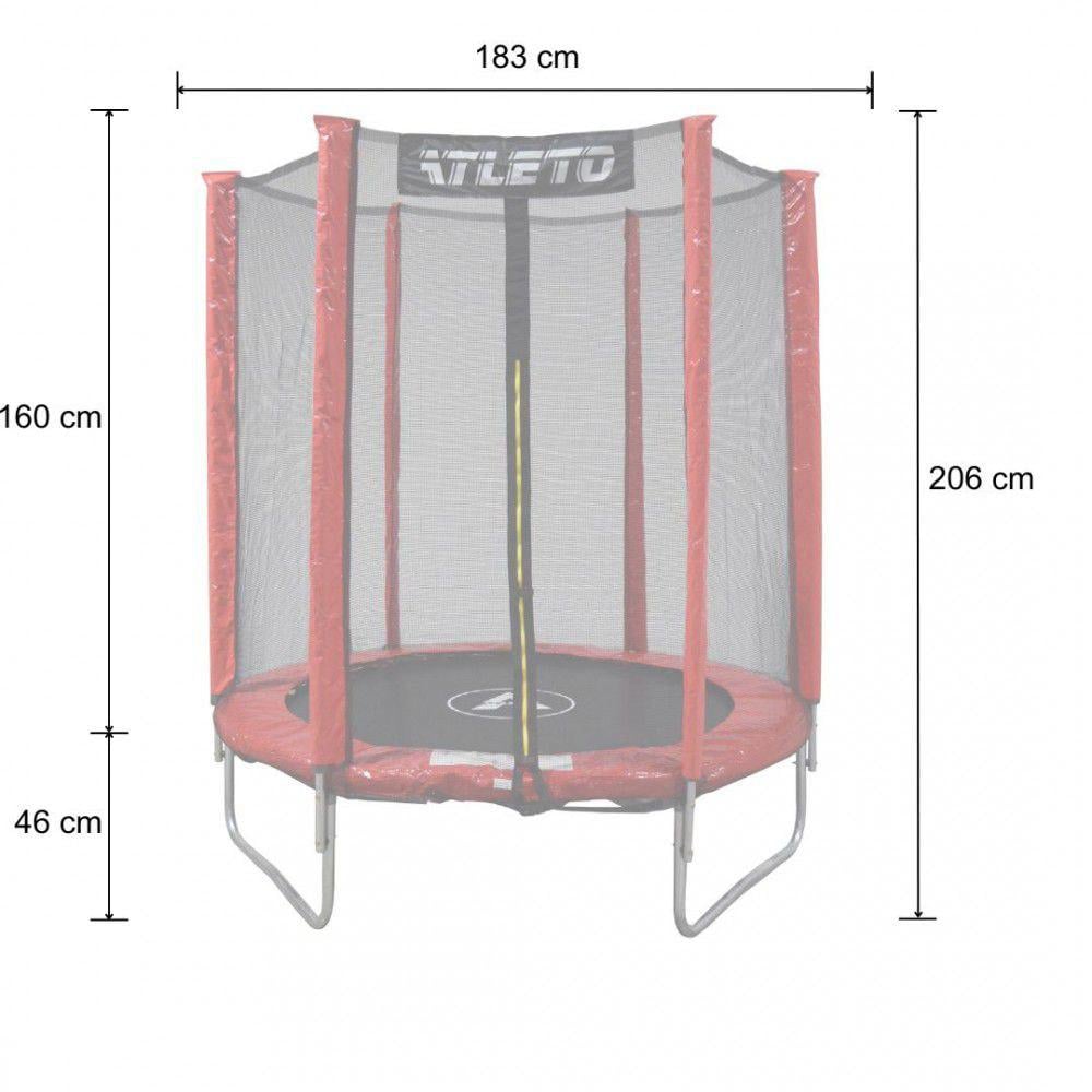 Батут детский на пружинах Atleto 183 с сеткой для улицы Красный (14892075) - фото 2