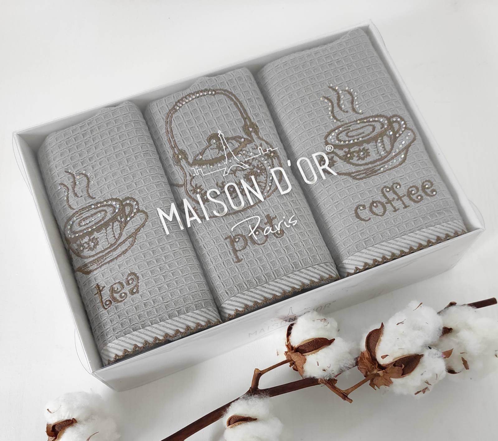 Полотенца Maison D'or 3 шт. Waffle Terry Napkins 40x70 Grey (CN10723)