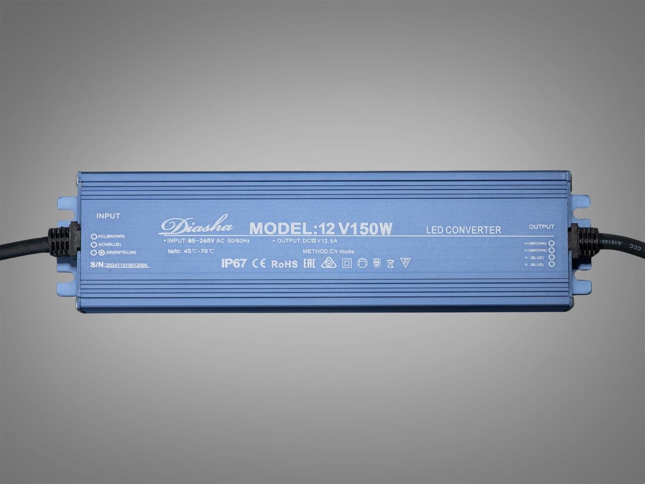 Блок питания 12 В для подключения LED ленты 150 Вт 12,5А (NP-12V-150W-IP67) - фото 2 Блок питания 12 В для подключения LED ленты 150 Вт 12,5А (NP-12V-150W-IP67) - фото 2