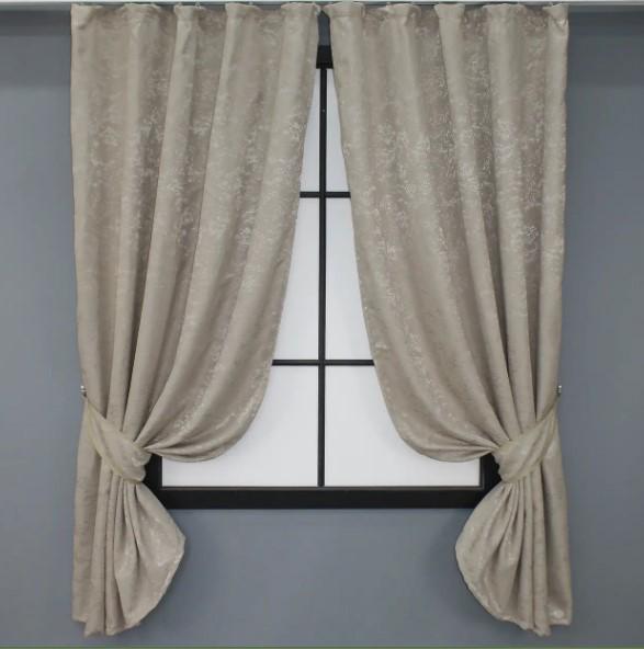 Комплект штор Pavliani лен мрамор 1,3х1,7 м 2 шт. Серо-бежевый (1177ш)